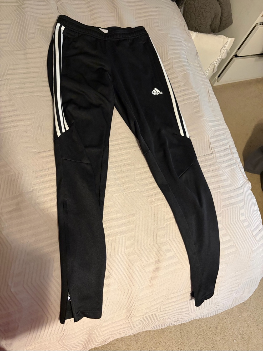 adidas Black Track Joggers with White Three Stripes